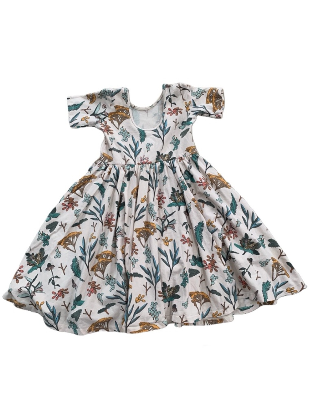 Alice + Ames Size 8 The Short Sleeve Ballet Twirl Dress in Herbal Study Plants - Picture 2 of 5